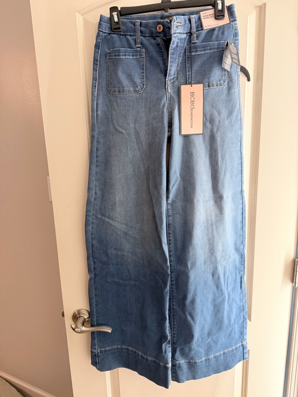 BCBG Light Wash Wide Leg Jeans